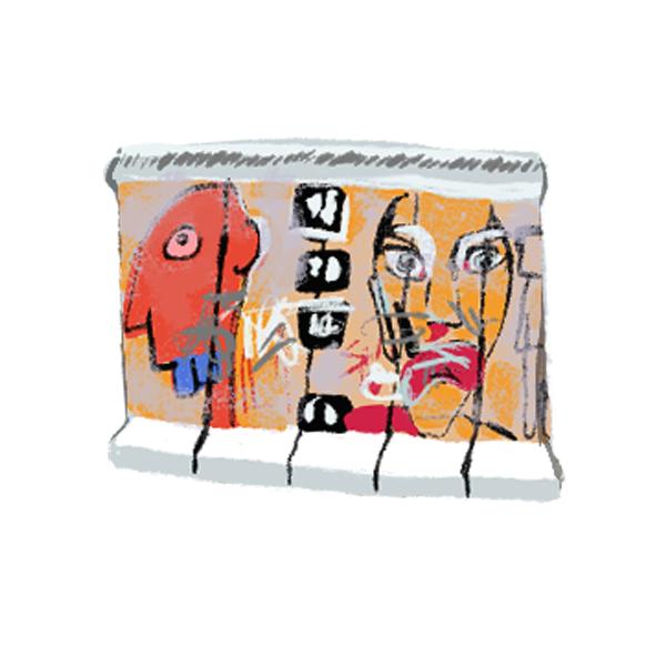Drawn icon which represents the Berlin Wall Section in New York