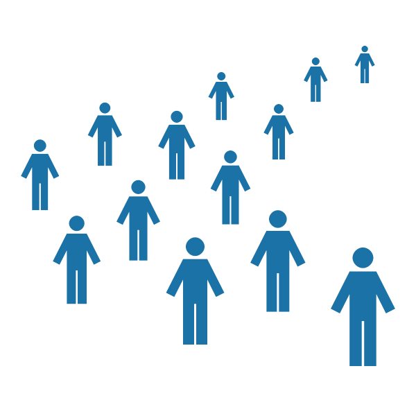 Icons in the shape of people, color blue
