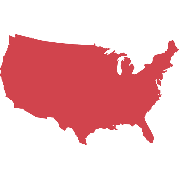 A map of the USA, colored red