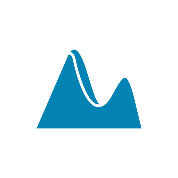 Rolling mountain icon, in the colour blue