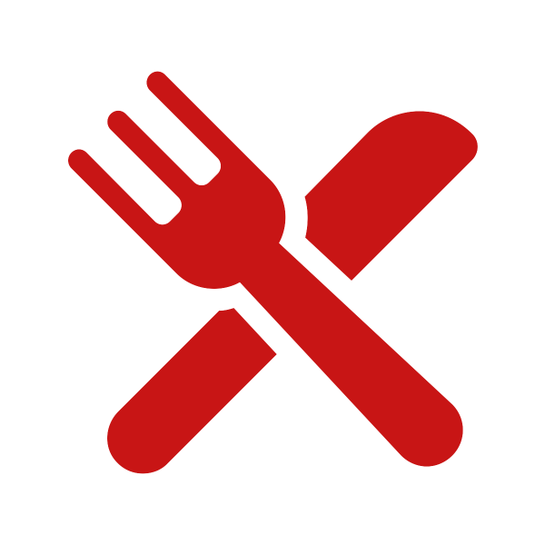 Blue-coloured icon of knife and fork Blue-coloured icon of knife and fork