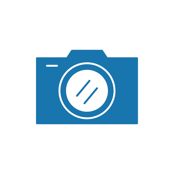 Blue icon of a camera