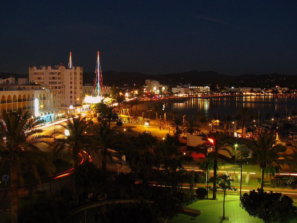 Ibiza by night. Photo via FlickrCC.