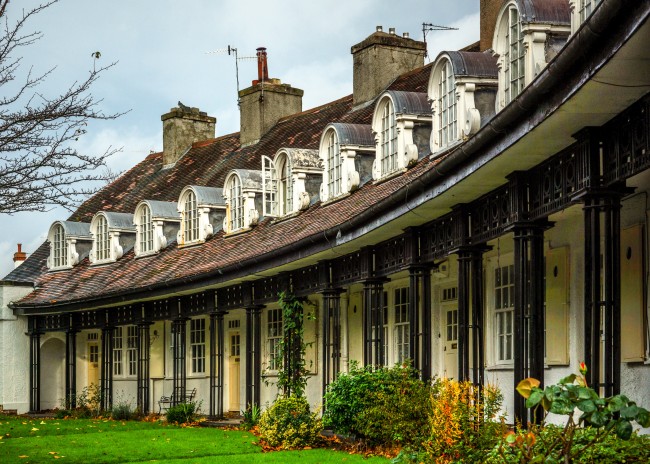 Pretty row of houses at Port Sunlight on the Wirral