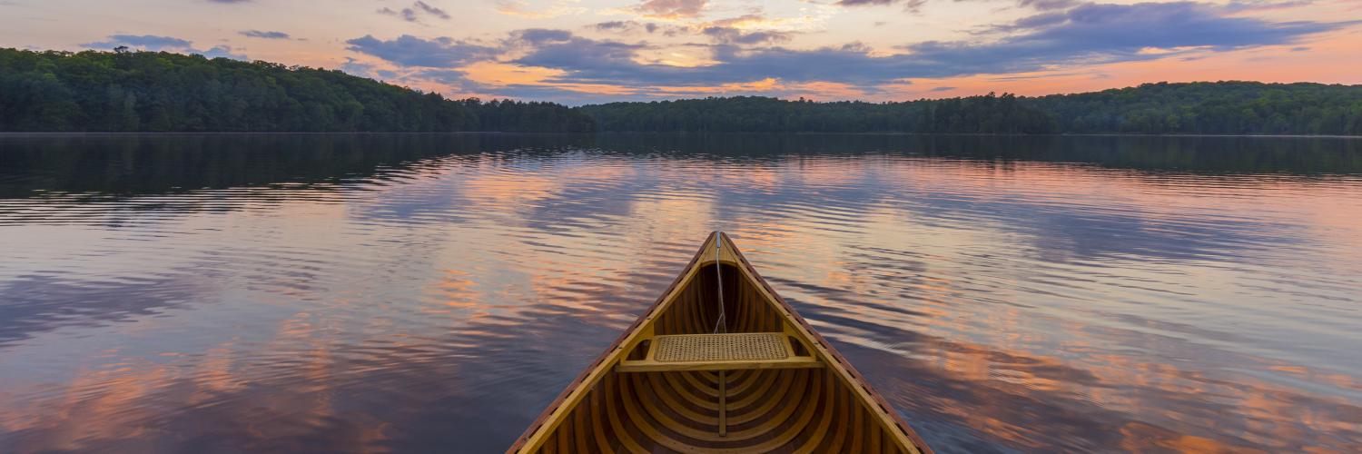 Canoe on lake in Ontario
