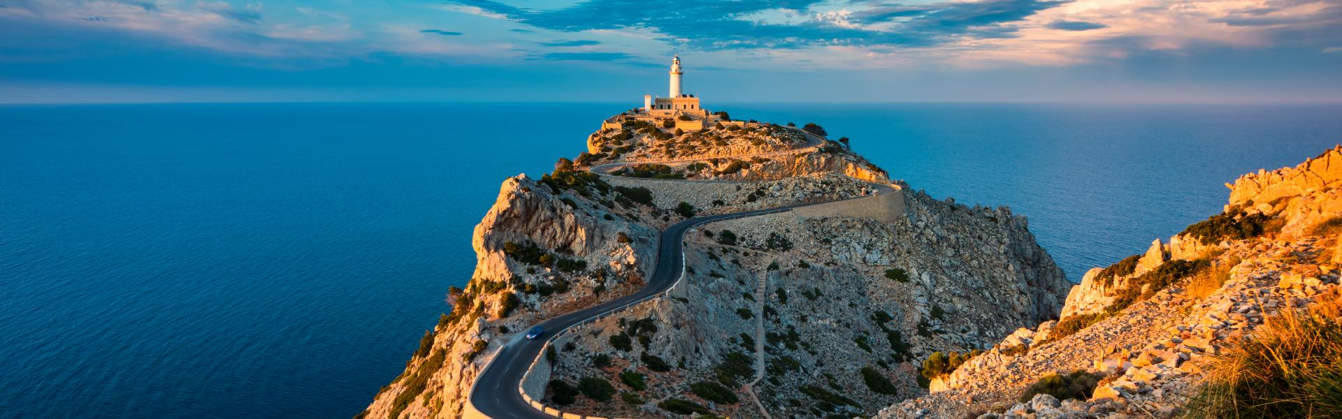Lighthouse of Cap de Formentor, Mallorca, Balearic Islands, Spain around Sunset.