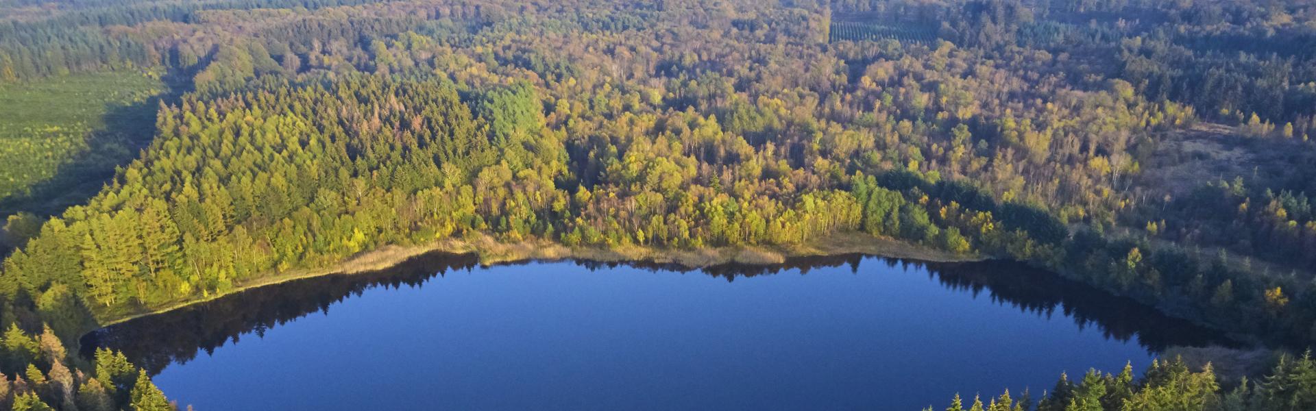 France, Burgundy, Nièvre (58), Morvan park, aerial view, lake