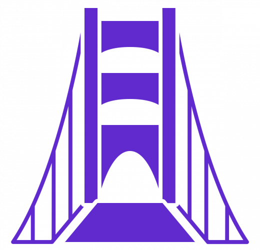 A purple icon of the Golden Gate Bridge