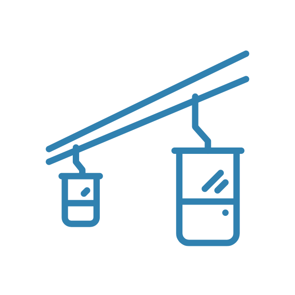 Blue icon of a gondola