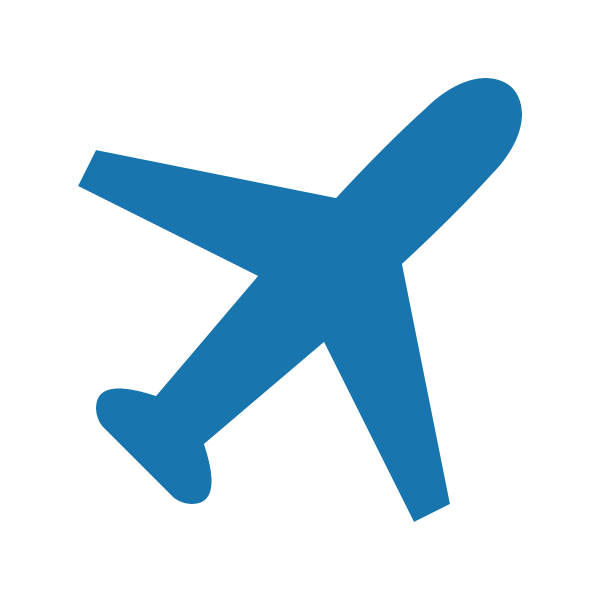 A blue icon of a plane