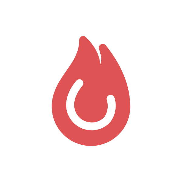 Flame icon, in the colour red