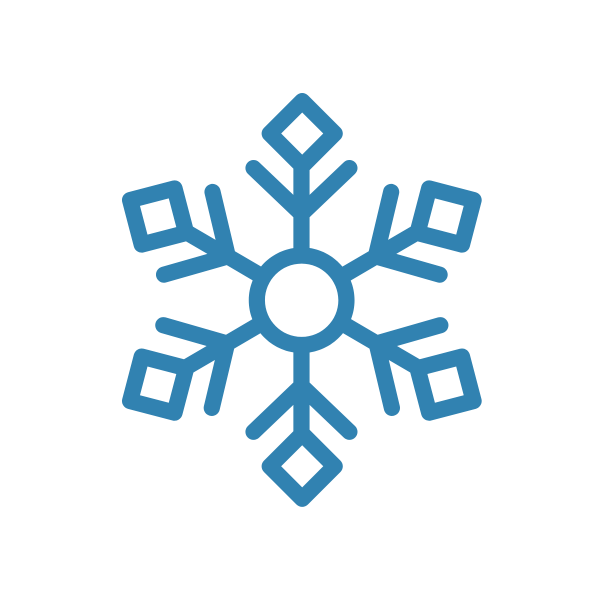 Blue icon of a snowflake