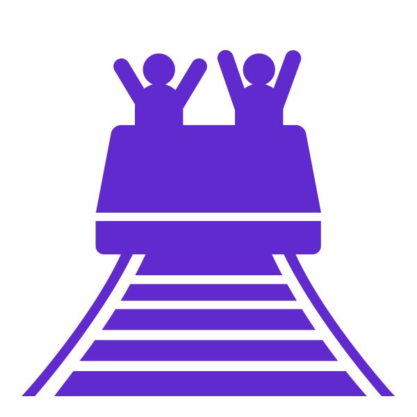 Roller coaster icon, in the color purple