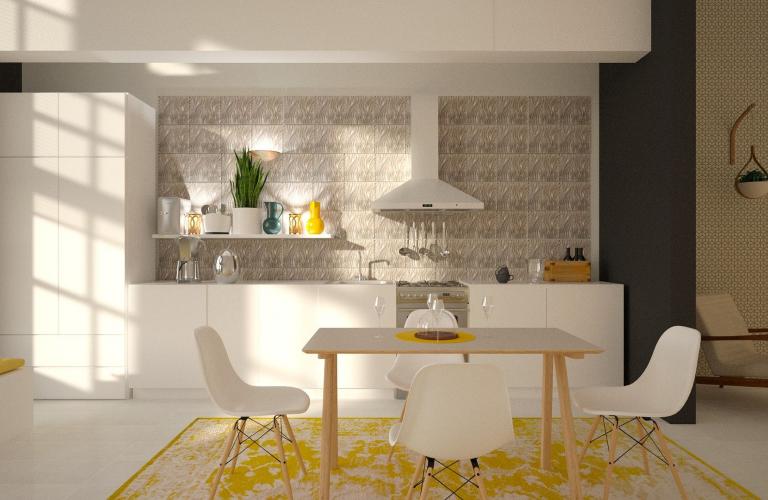 Kitchen in white and yellow