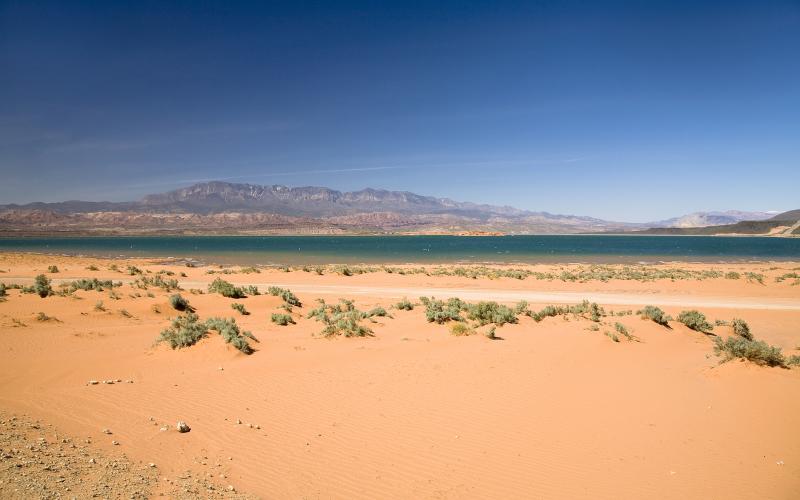 View of desert land near Sand Hollow, Utah