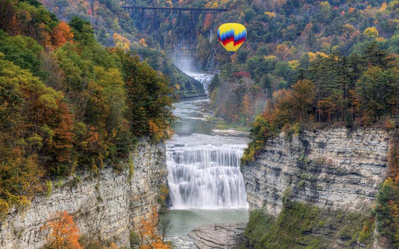 View of the waterfall in Letchworth State Park 