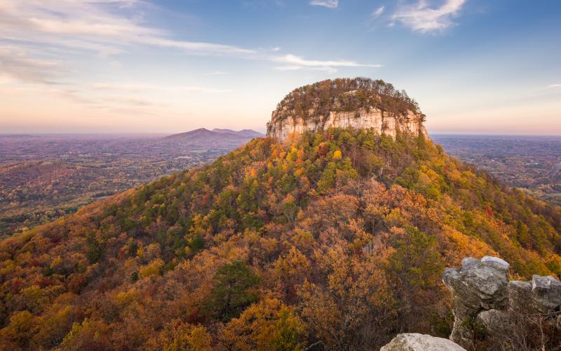 View of Pilot Mountain in North Carolina 