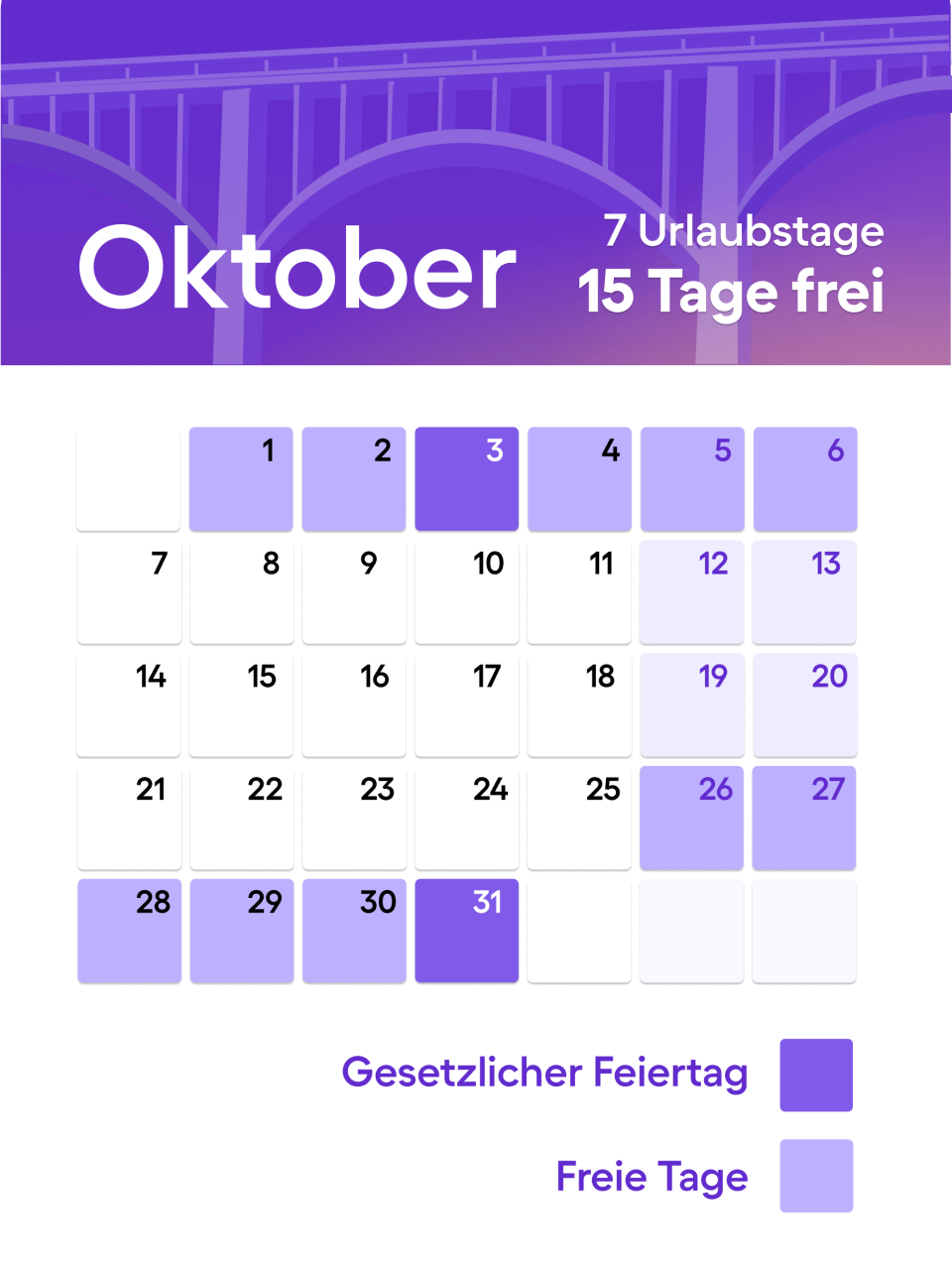 Brückentage im Oktober 2024