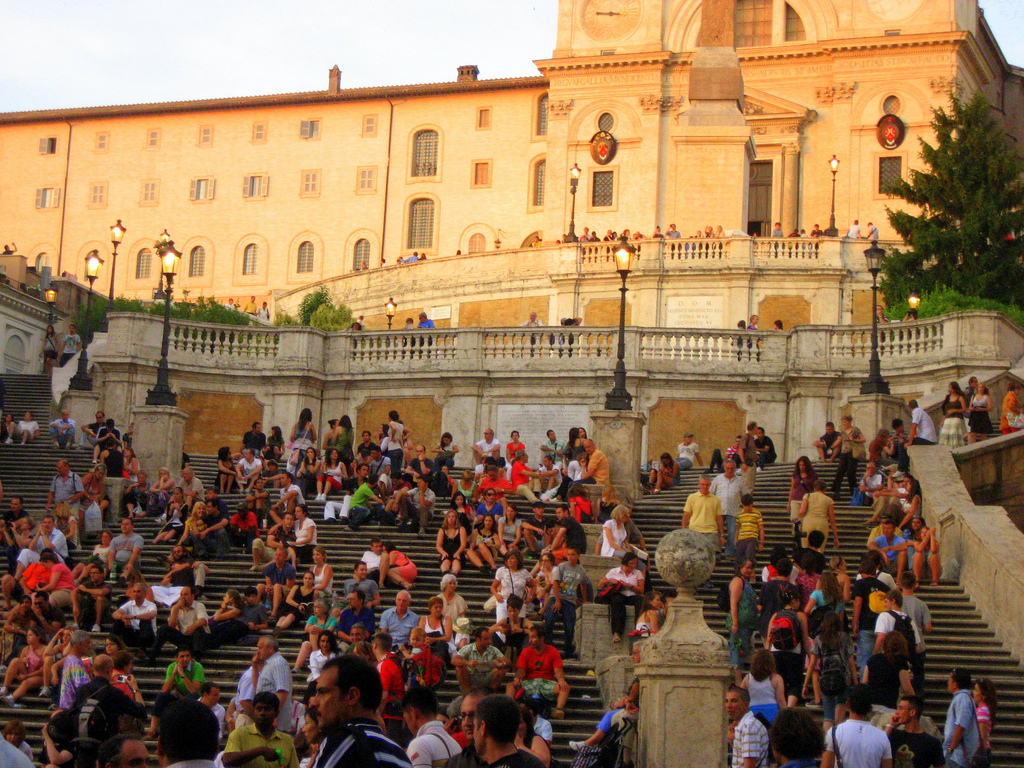 Visitors taking the sun on the Spanish Steps. Photo via FlickrCC