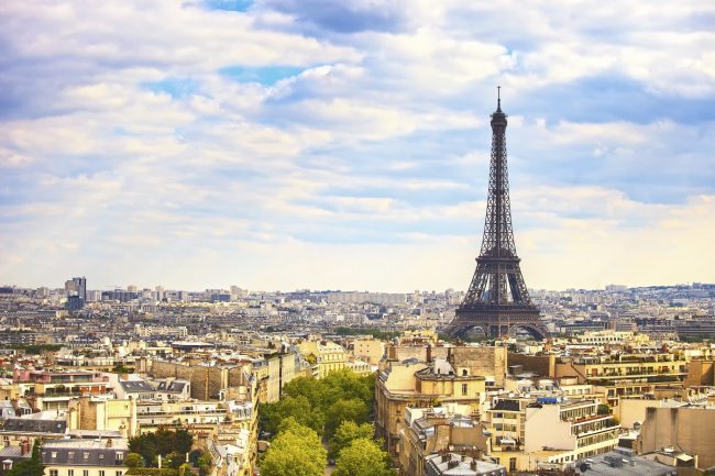 Eiffel Tower landmark, view from Arc de Triomphe. Paris, France.