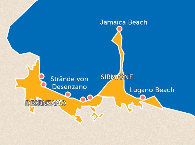 Süden Gardasee Kleinkinder Strände Orte
