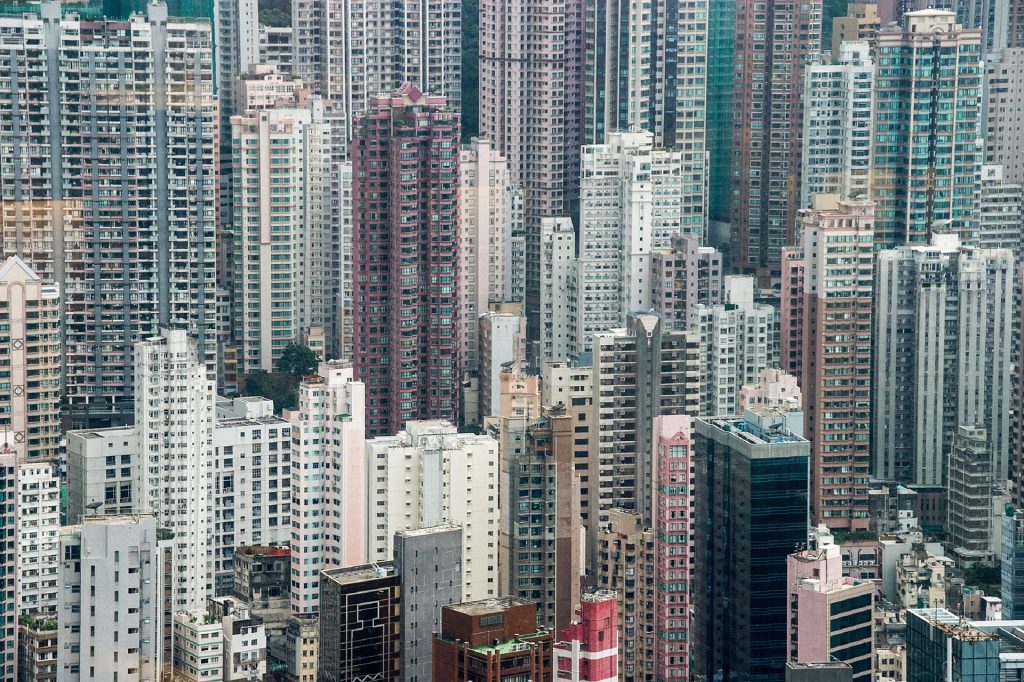 De Hong Kong skyline heeft ontzettend veel hoogbouw