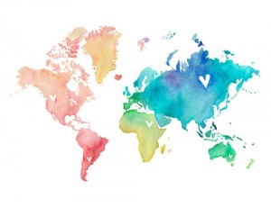 peinture a l'eau - carte du monde