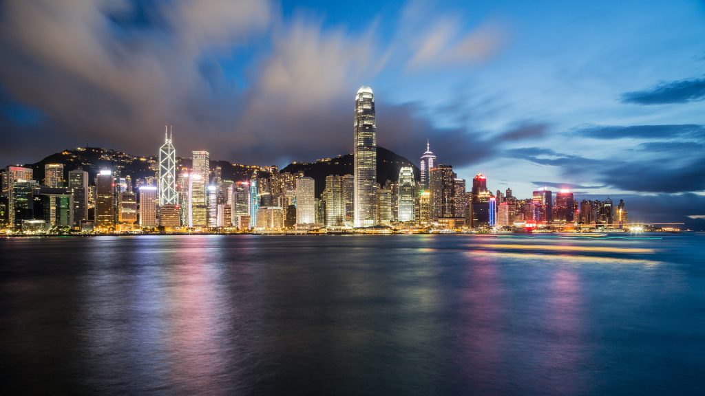 Hong Kong skyline vanaf het water