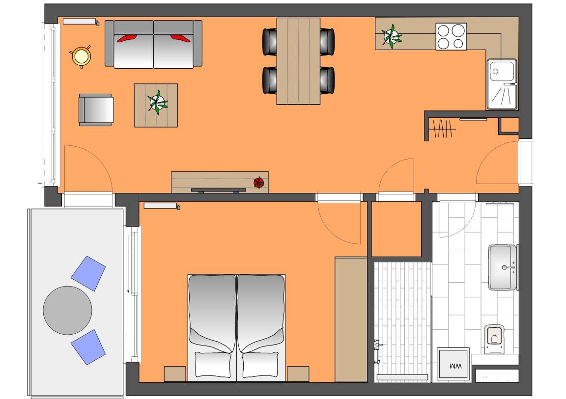 51 m² Ferienwohnung ∙ 1 Schlafzimmer ∙ 4 Gäste – Bild 17