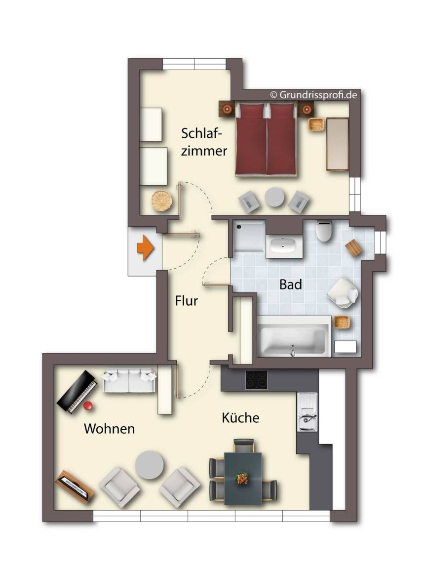 45 m² Ferienwohnung ∙ 1 Schlafzimmer ∙ 2 Gäste – Bild 13