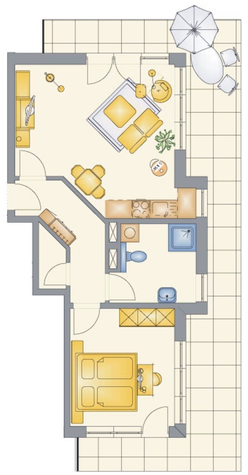 58 m² Ferienwohnung ∙ 1 Schlafzimmer ∙ 2 Gäste – Bild 18