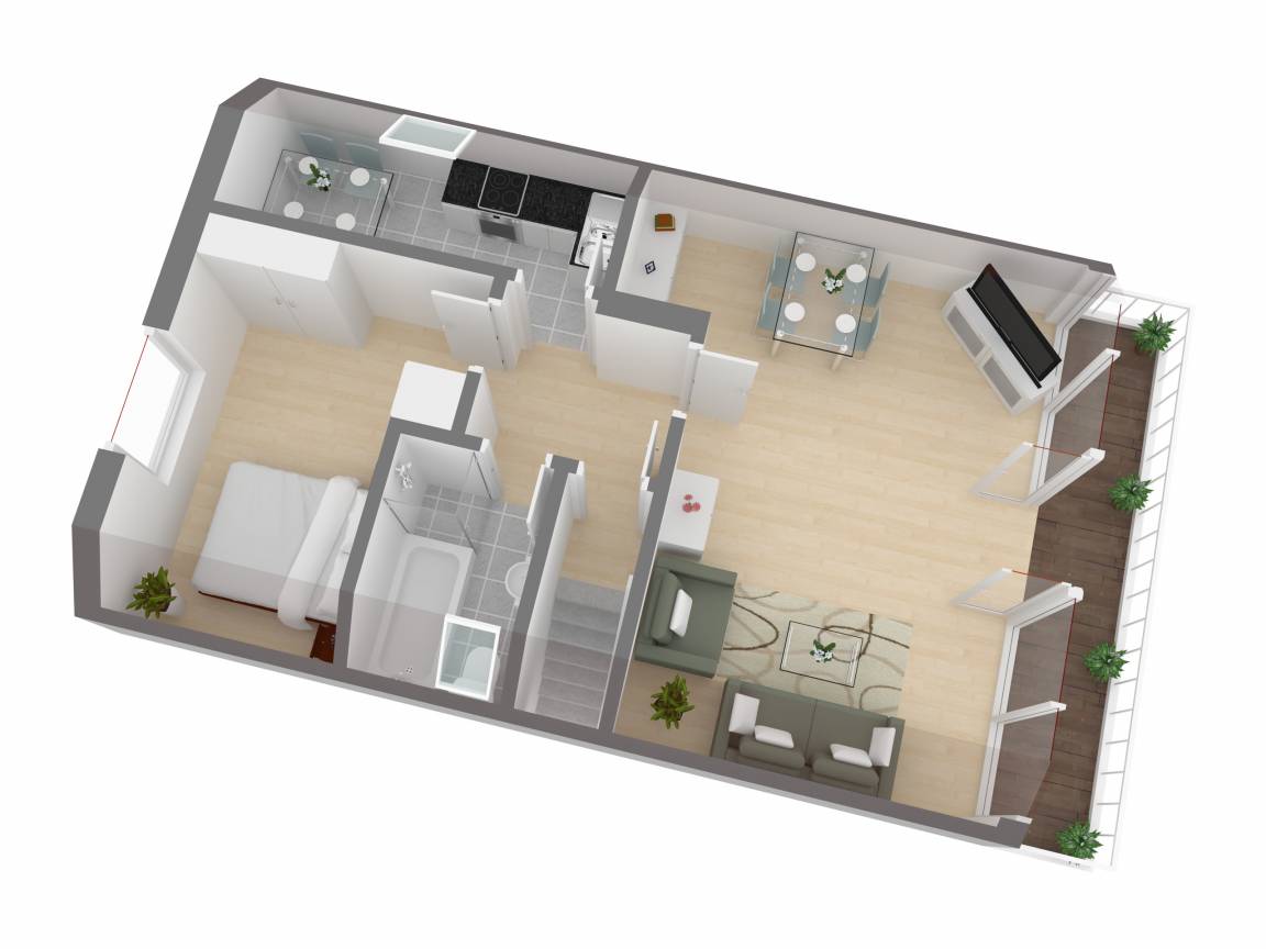60 m² Ferienwohnung ∙ 1 Schlafzimmer ∙ 4 Gäste – Bild 3