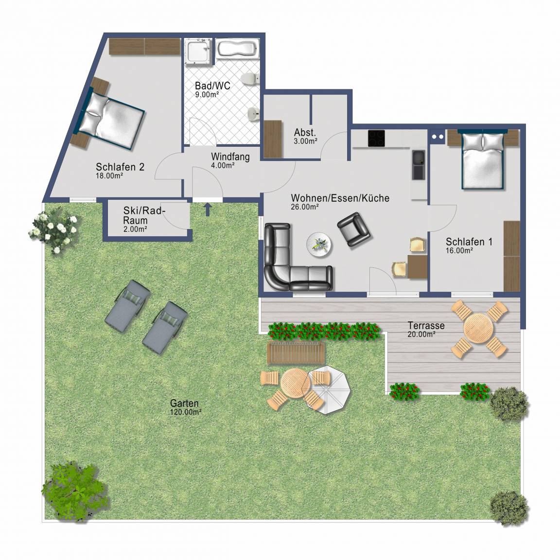 81 m² Ferienwohnung ∙ 2 Schlafzimmer ∙ 2 Gäste – Bild 14