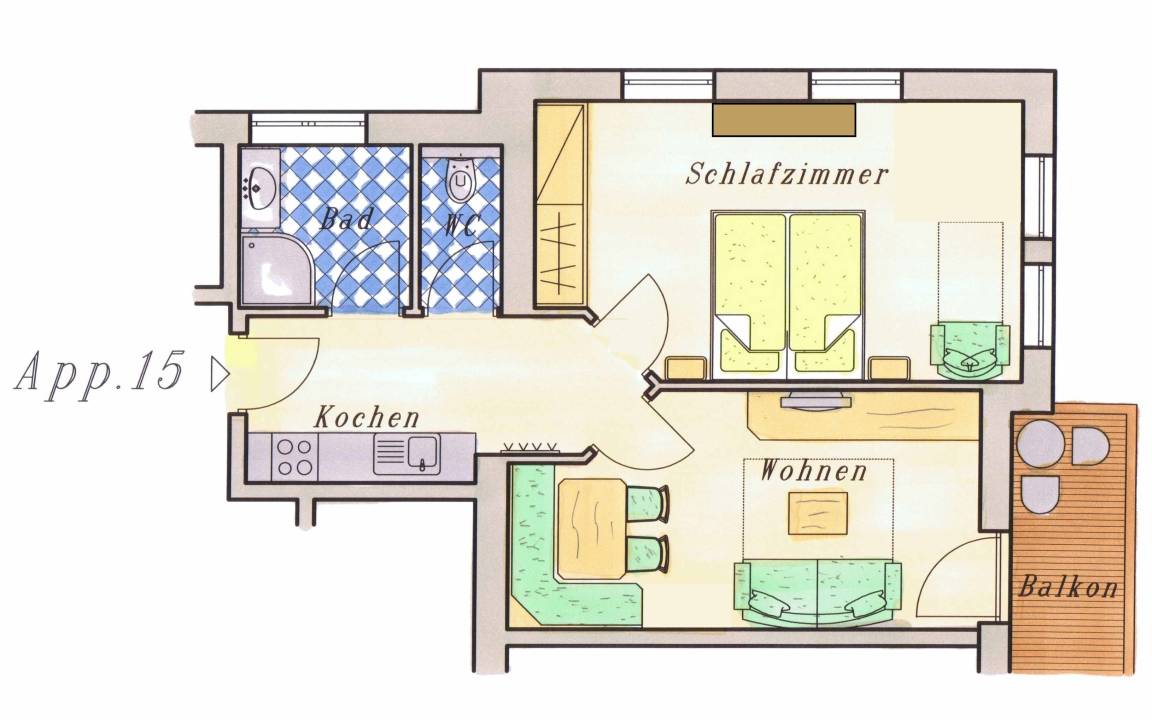 48 m² Ferienwohnung ∙ 1 Schlafzimmer ∙ 4 Gäste – Bild 2