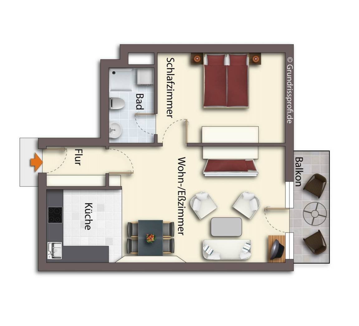 52 m² Ferienwohnung ∙ 1 Schlafzimmer ∙ 4 Gäste – Bild 14