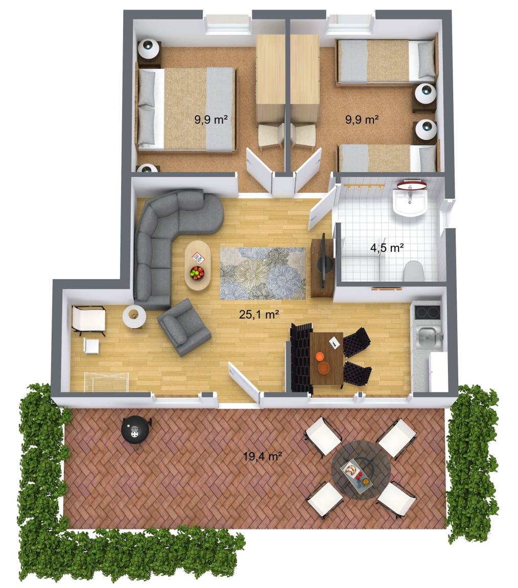 60 m² Ferienhaus ∙ 2 Schlafzimmer ∙ 4 Gäste – Bild 9