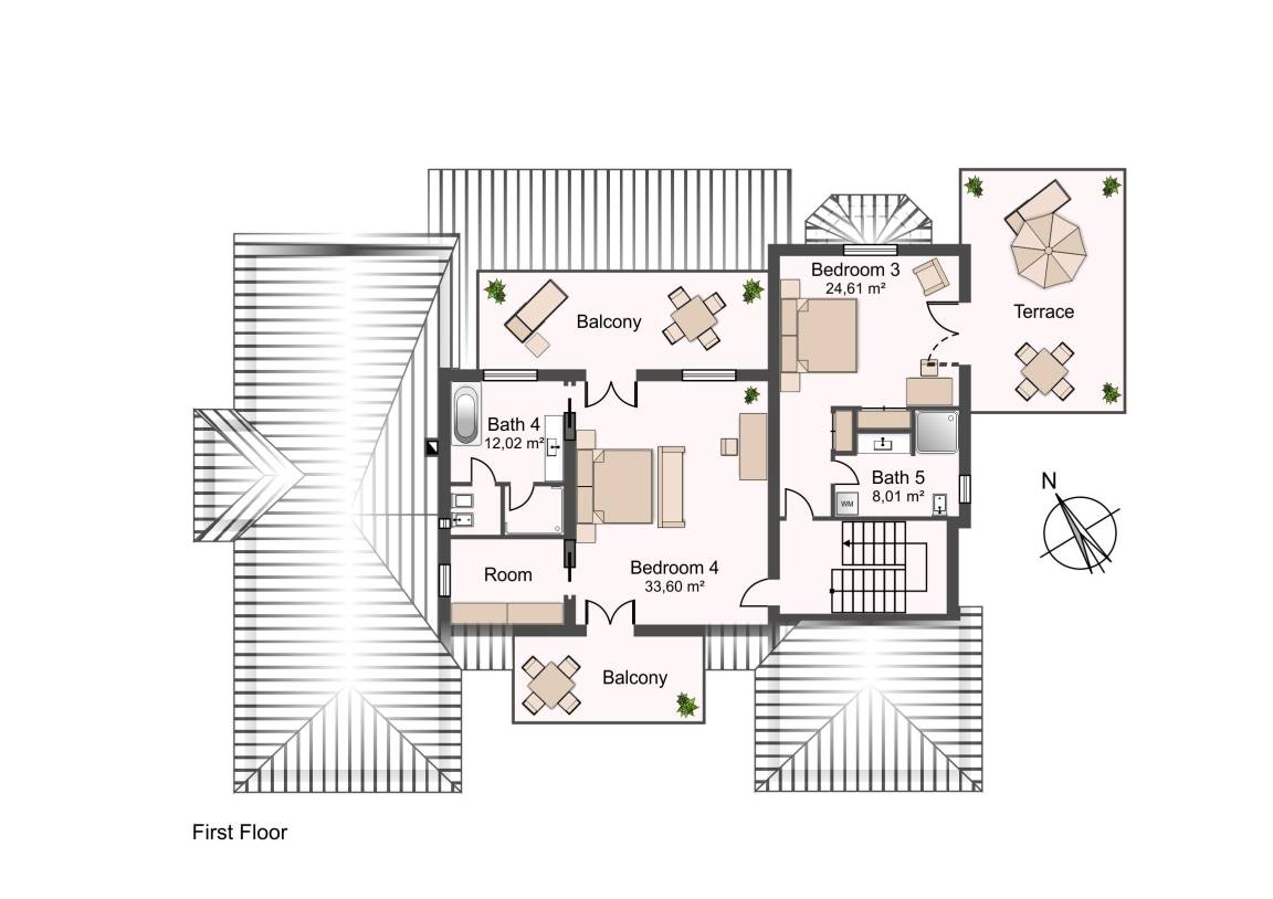 370 m² Ferienhaus ∙ 4 Schlafzimmer ∙ 9 Gäste – Bild 16