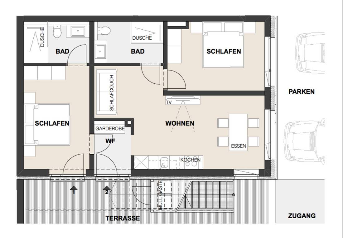62 m² Ferienwohnung ∙ 2 Schlafzimmer ∙ 6 Gäste – Bild 16