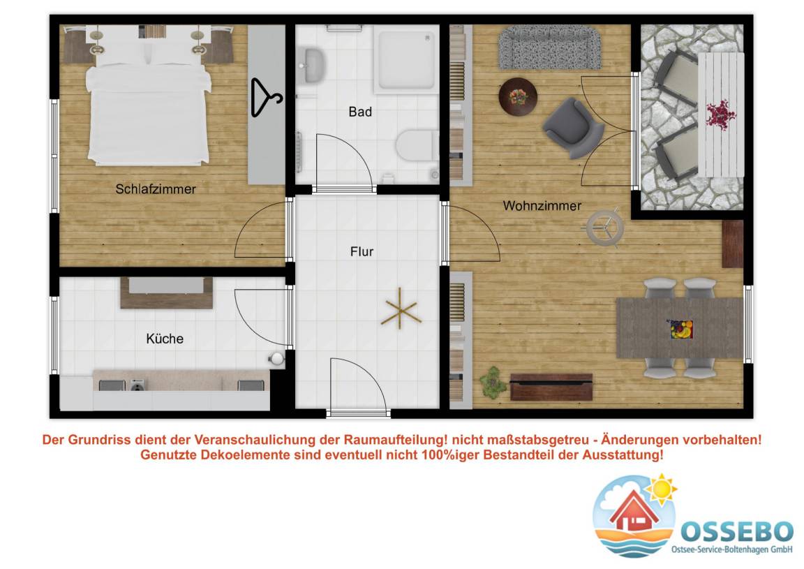 55 m² Ferienwohnung ∙ 1 Schlafzimmer ∙ 3 Gäste – Bild 21