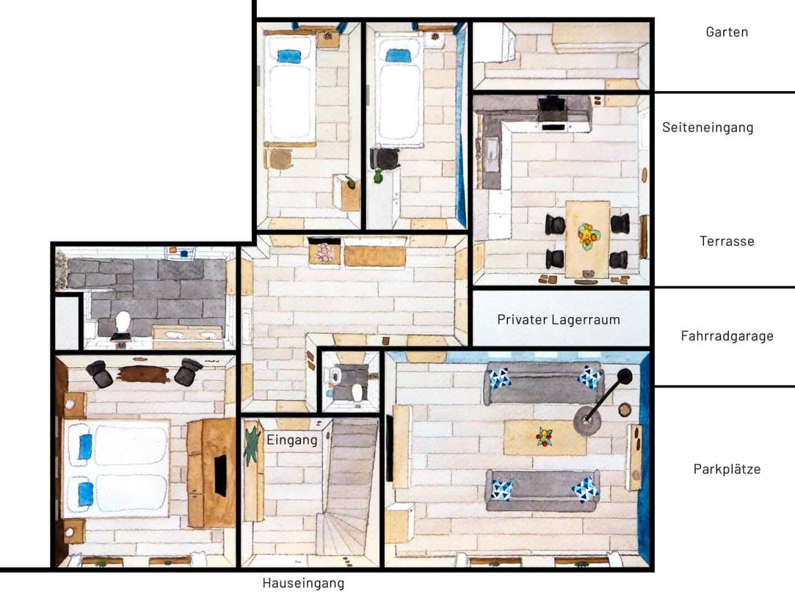 90 m² Ferienwohnung ∙ 3 Schlafzimmer ∙ 6 Gäste – Bild 14