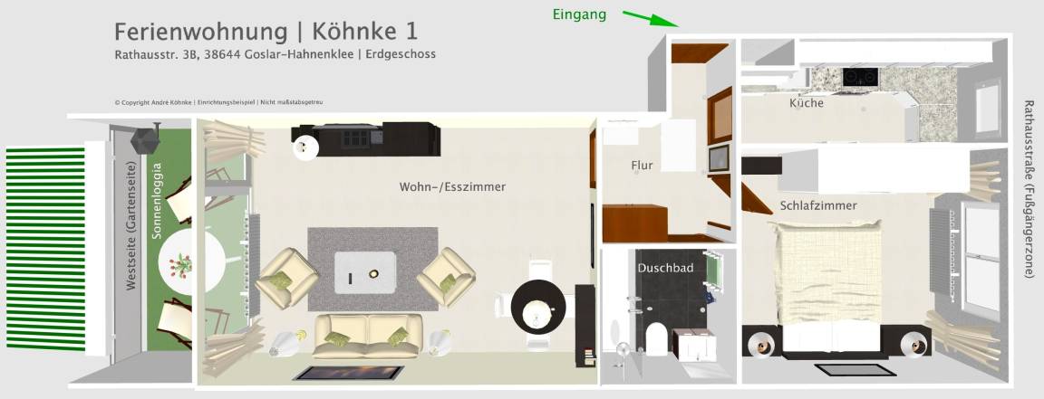 54 m² Ferienwohnung ∙ 1 Schlafzimmer ∙ 4 Gäste – Bild 26