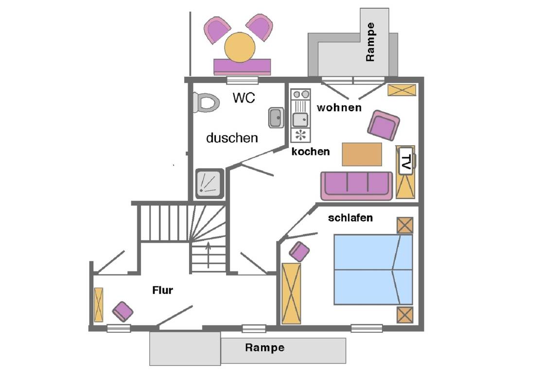 35 m² Ferienwohnung ∙ 1 Schlafzimmer ∙ 3 Gäste – Bild 4