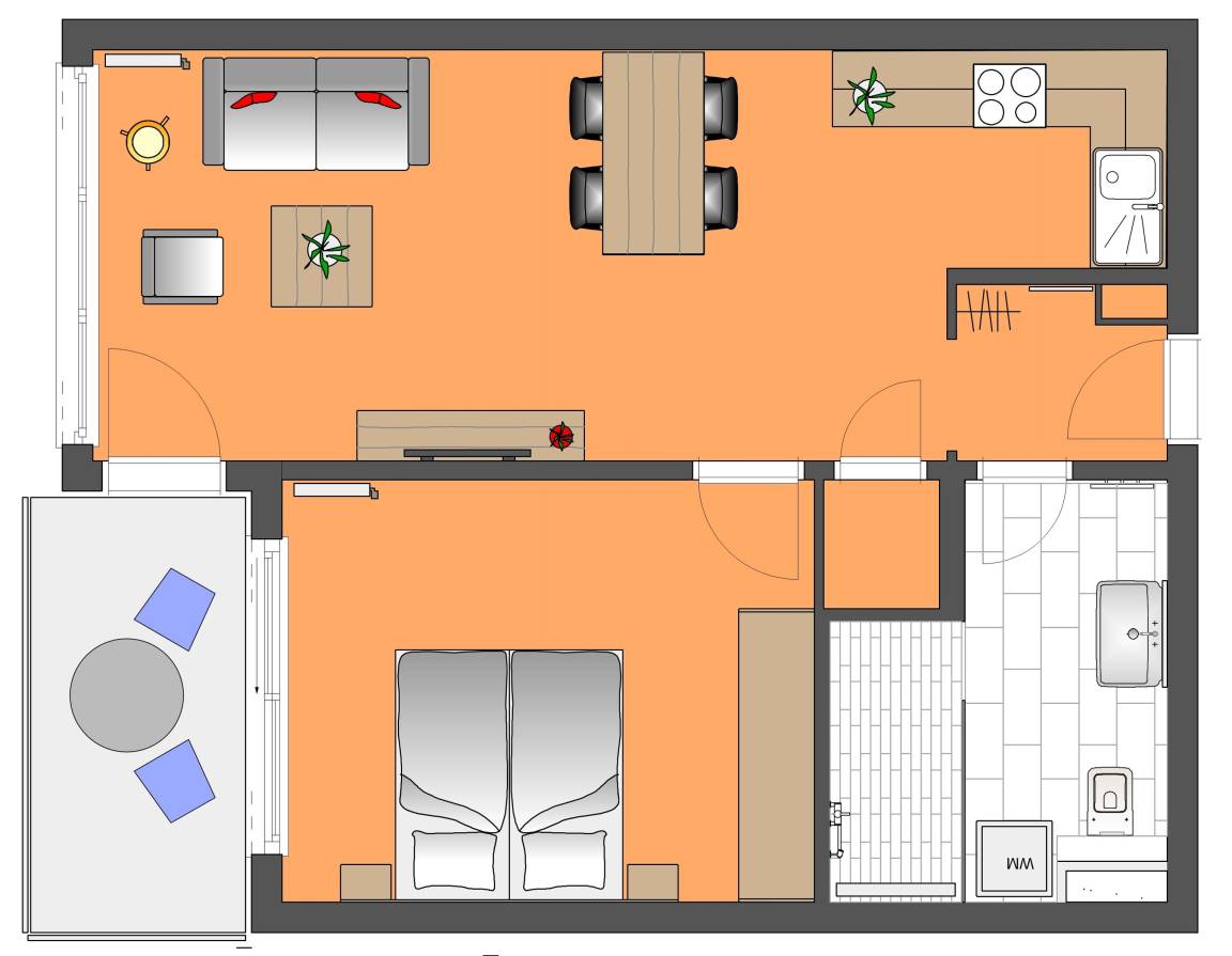 51 m² Ferienwohnung ∙ 1 Schlafzimmer ∙ 2 Gäste – Bild 20