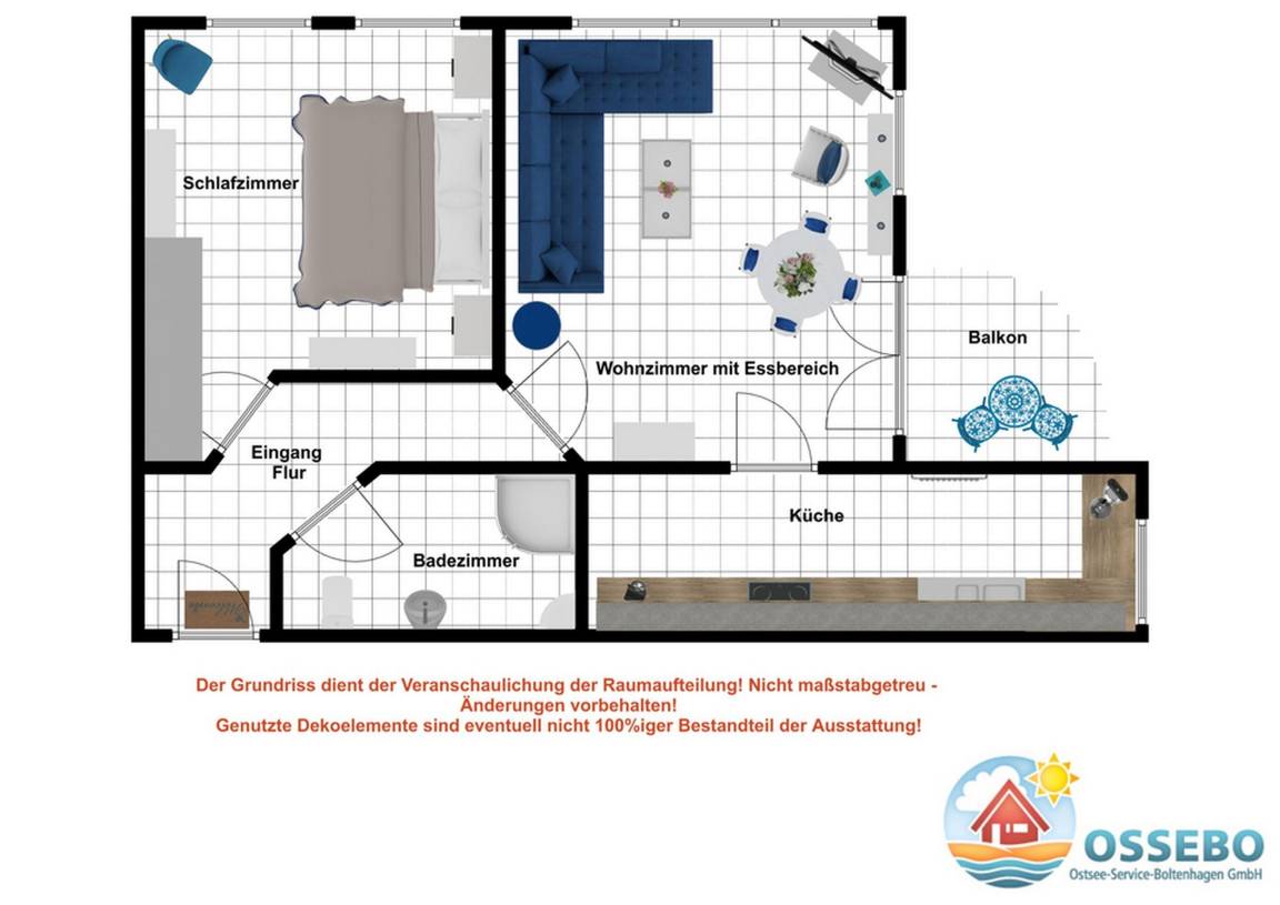 55 m² Ferienwohnung ∙ 1 Schlafzimmer ∙ 2 Gäste – Bild 19