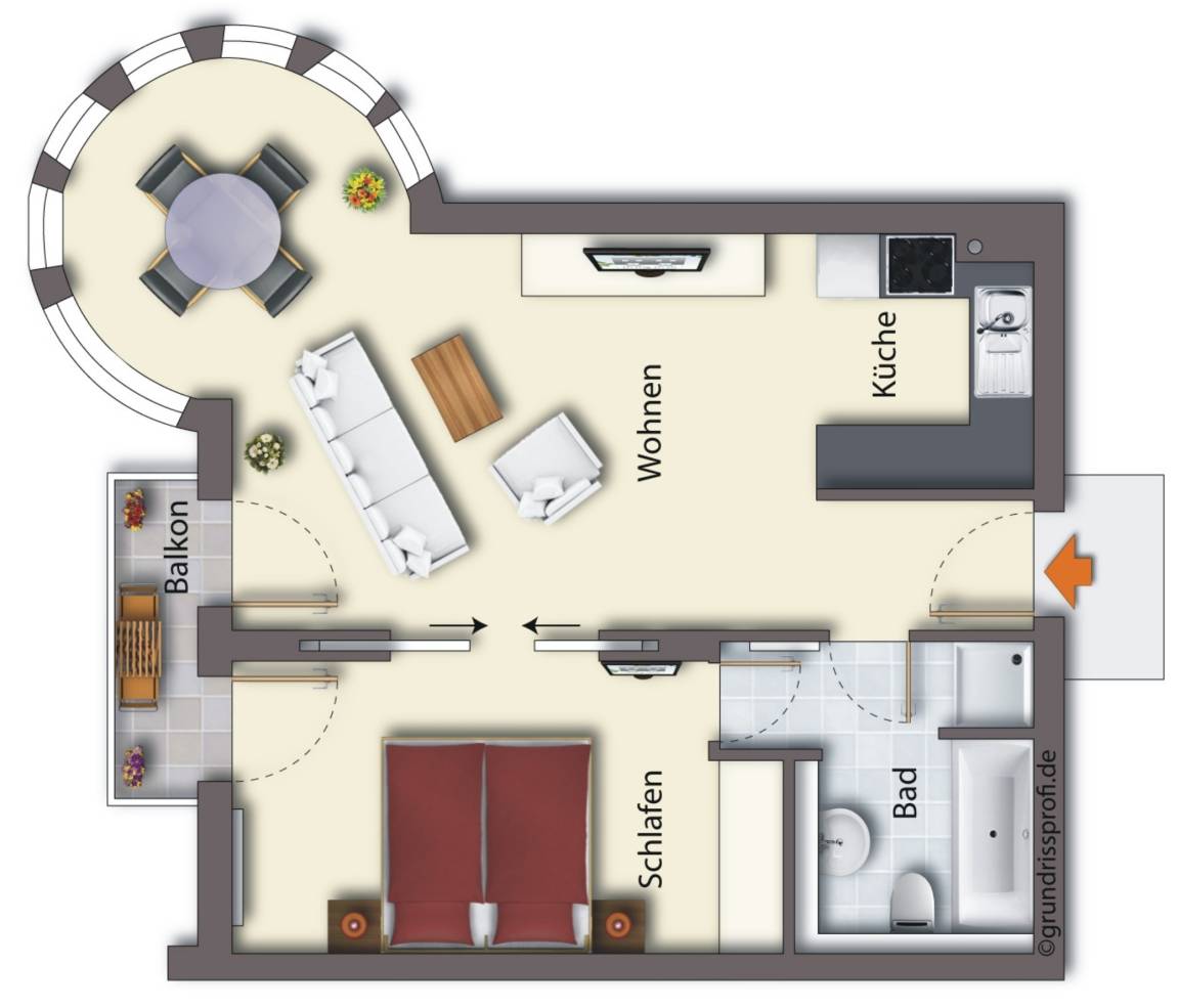54 m² Ferienwohnung ∙ 1 Schlafzimmer ∙ 3 Gäste – Bild 14