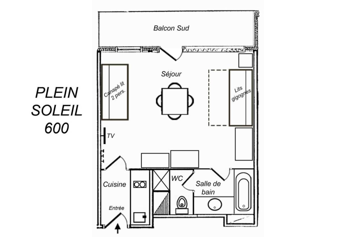 27 m² Studio ∙ 1 Schlafzimmer ∙ 4 Gäste – Bild 3