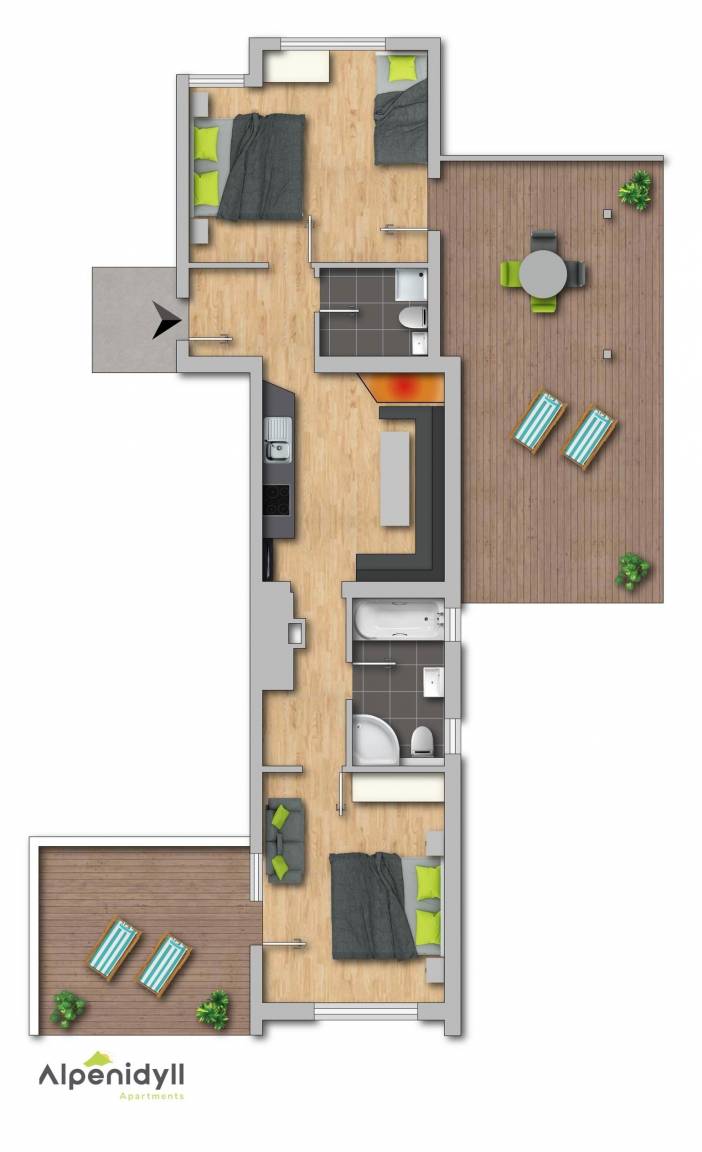 64 m² Ferienwohnung ∙ 2 Schlafzimmer ∙ 7 Gäste – Bild 12