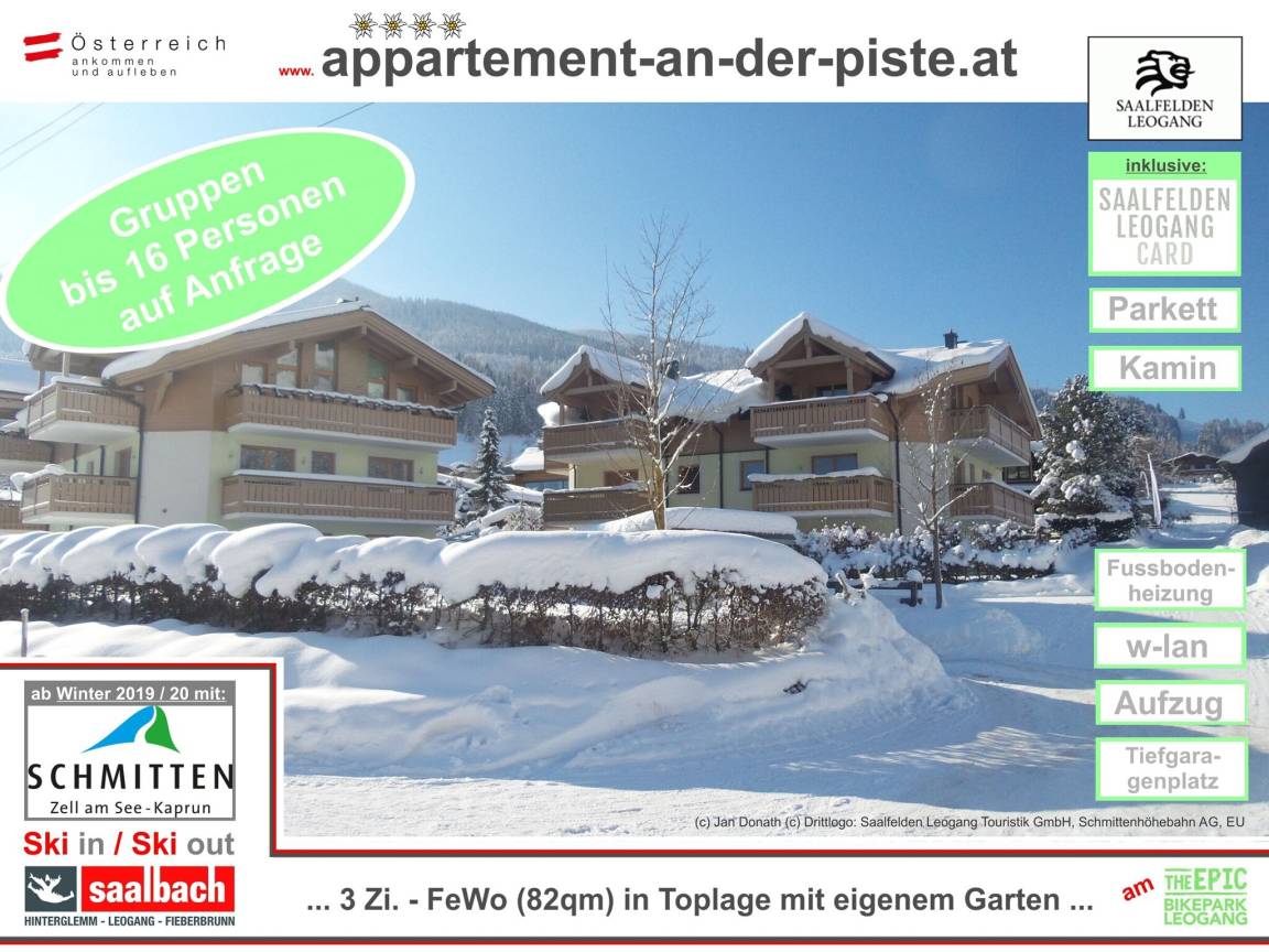 82 M² Ferienwohnung ∙ 2 Schlafzimmer ∙ 6 Gäste - Saalbach