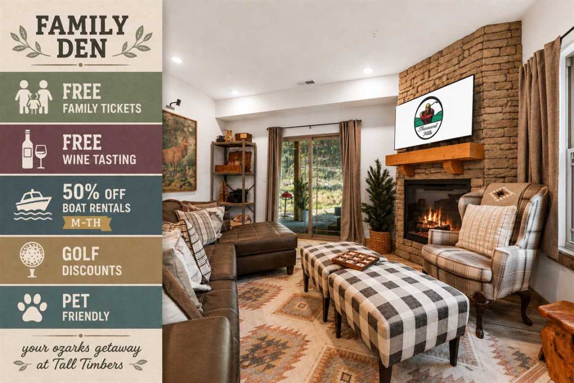 112 M² Cabin ∙ 2 Bedrooms ∙ 7 Guests - Ridgedale, MO