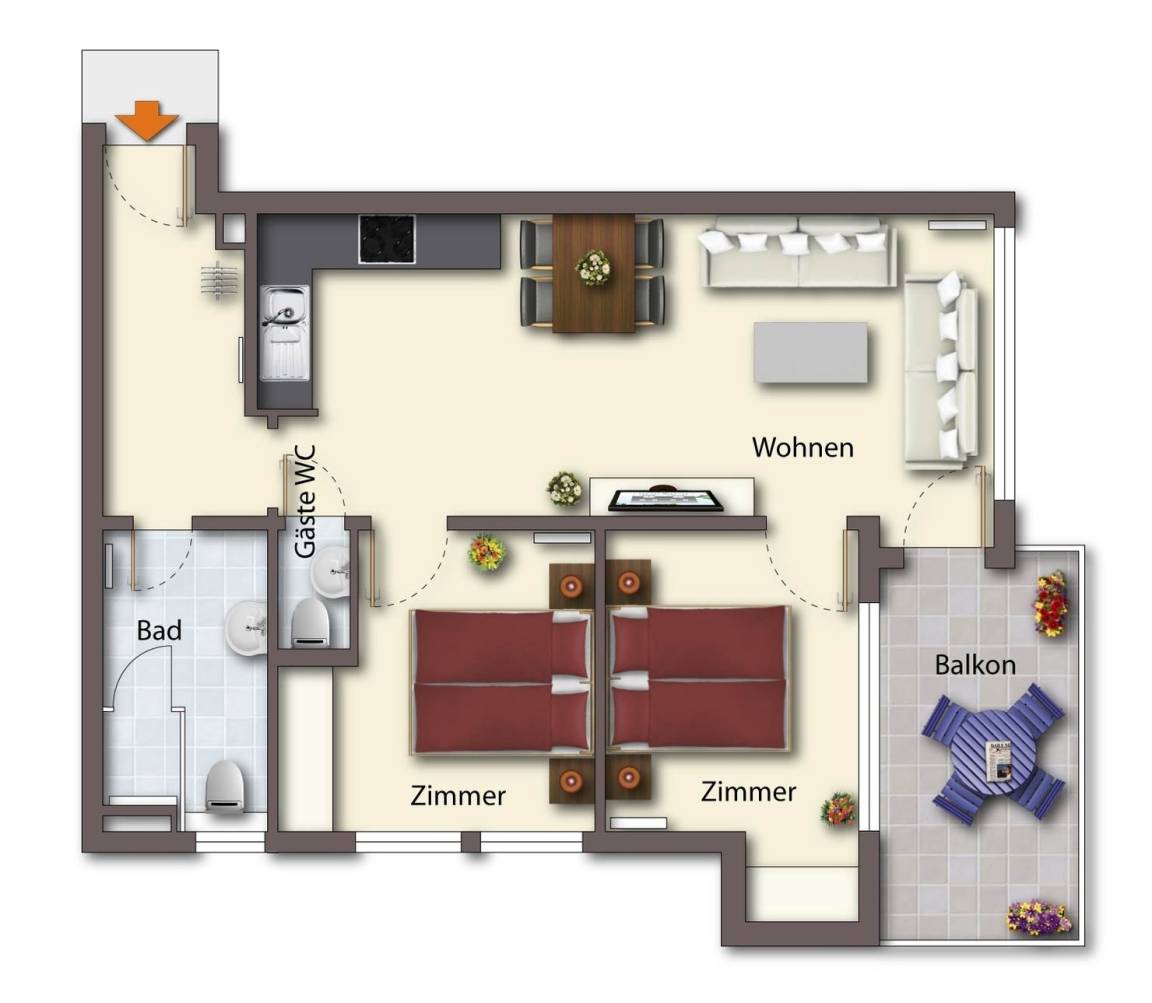 64 m² Ferienwohnung ∙ 2 Schlafzimmer ∙ 4 Gäste – Bild 20